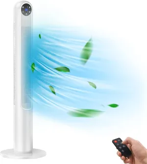 Tangkula 42-Inch Tower Fan with Remote Control, 80 Oscillating Standing Fan w/LED Display, 12H Timer & 3 Wind Modes, Portable & Quiet Floor Bladeless Fan for Bedroom Living Room Home Office (White) Tower bladeless fan for modern homes
