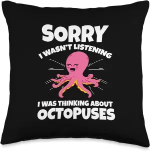 Thinking About Octopuses Mollusk Tentacles Cute Octopus Throw Pillow, 16x16, Multicolor Octopus-shaped decorative fan