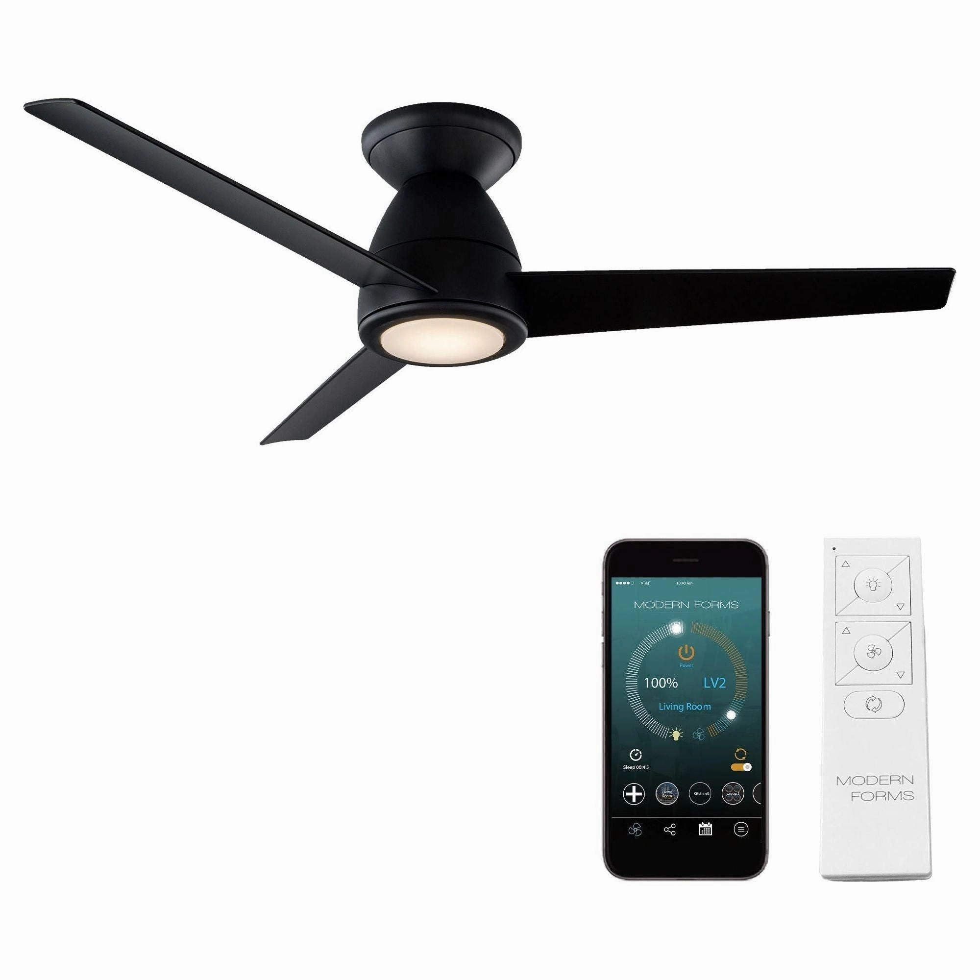 Tip Top Indoor/Outdoor 3-Blade 44" Smart Flush Mount Ceiling Fan with LED Light Kit and Remote Control