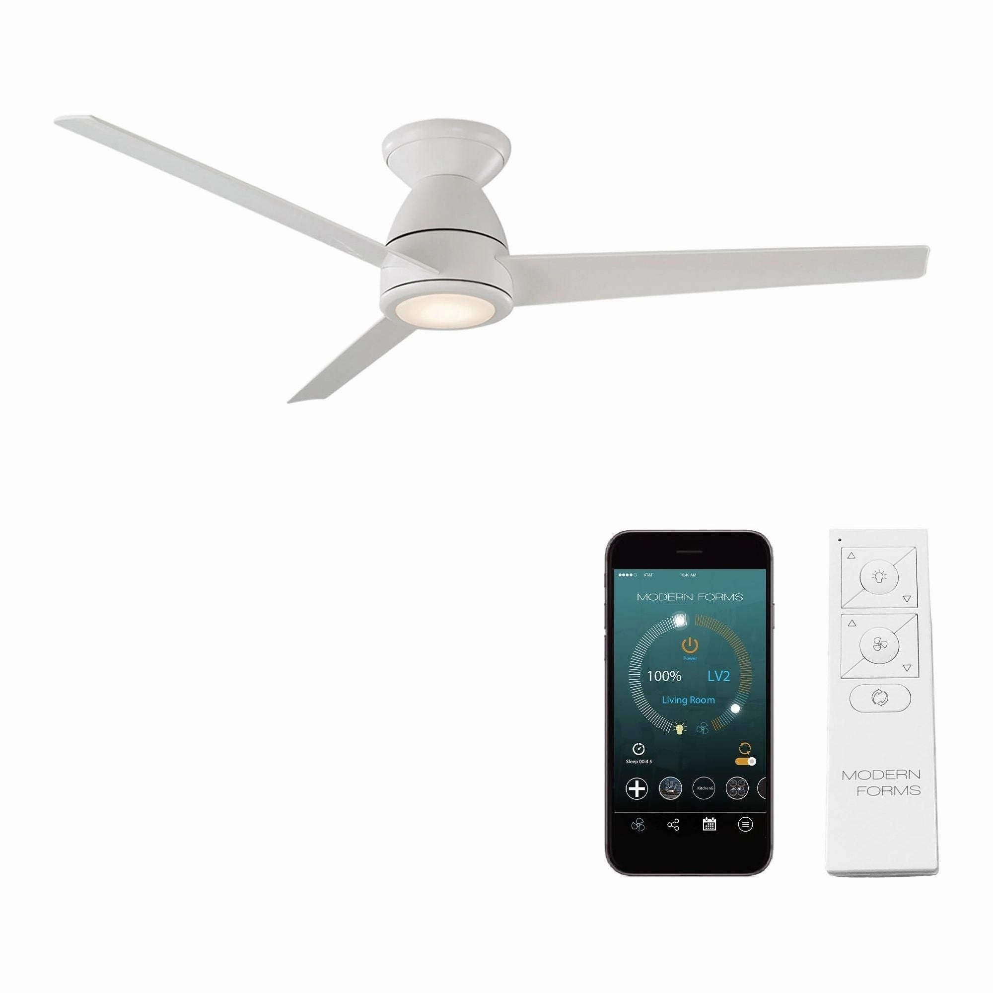 Tip Top Indoor/Outdoor 3-Blade 52" Smart Flush Mount Ceiling Fan with LED Light Kit and Remote Control