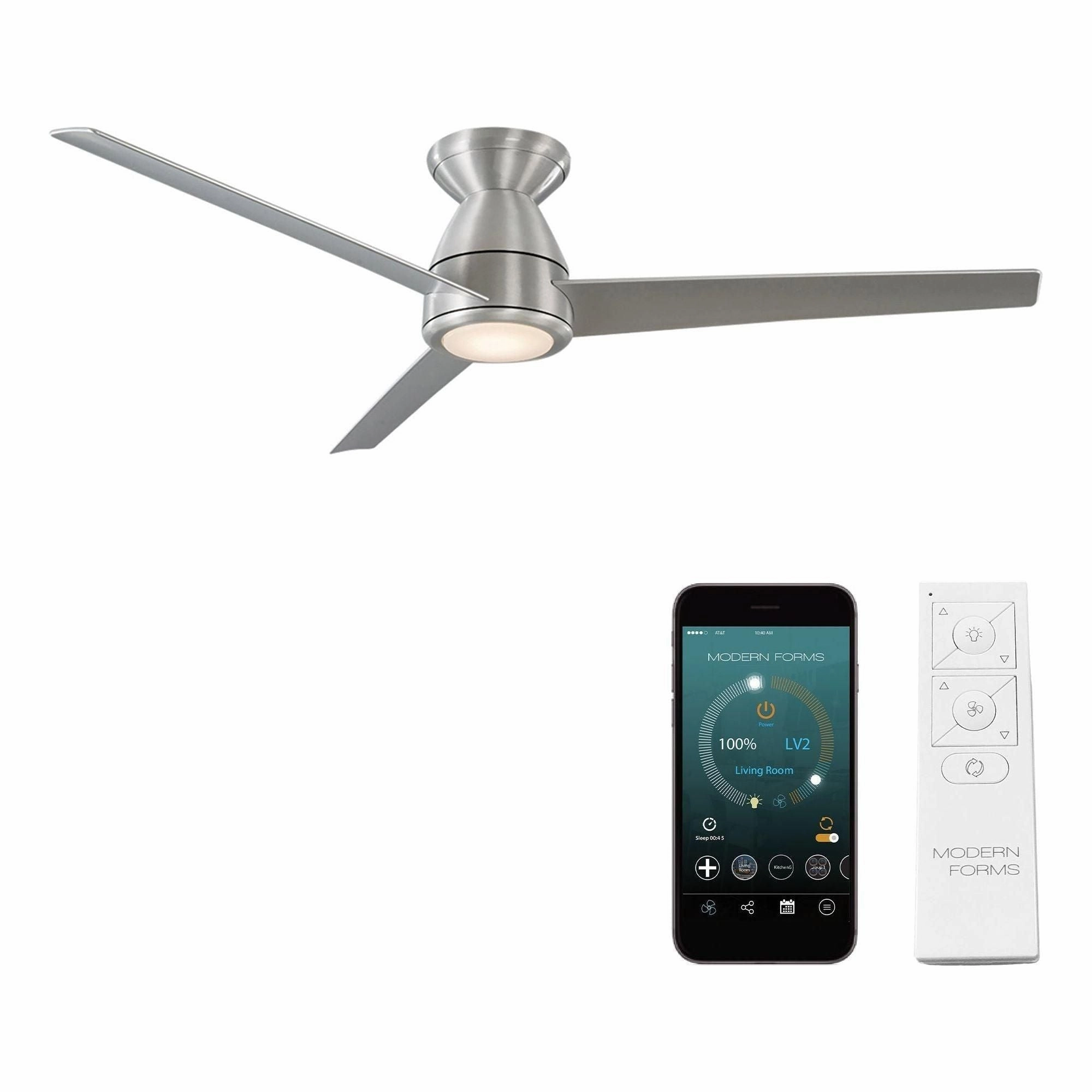 Tip Top Indoor/Outdoor 3-Blade 52" Smart Flush Mount Ceiling Fan with LED Light Kit and Remote Control quiet ceiling fans with remote control