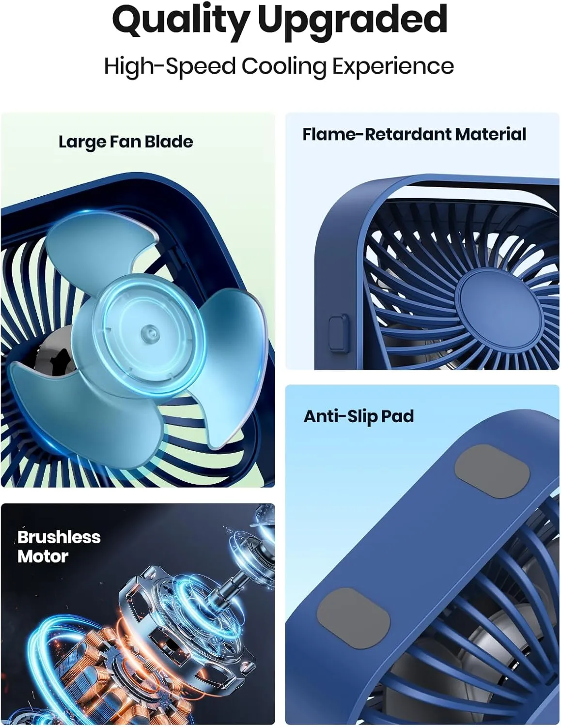 TOPK USB Desk Fan, [2Pack] Mini Fan, Strong Airflow & Quiet Operation, Three-Speed Wind Small Cooling Fan, 360 Rotatable Head for Home Office Table and Desktop Blue Pink