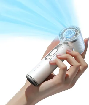 TORRAS COOLiFY iva Handheld Fan with Ice Cooler, 0-100 Adjustable Speed, Super Mini Powerful Portable Fan 5000mAh Rechargeable, Hand Fans for Travel Essentials, Outdoor, Gifts for Dad Women, Ivory Small bladeless fan for quiet cooling