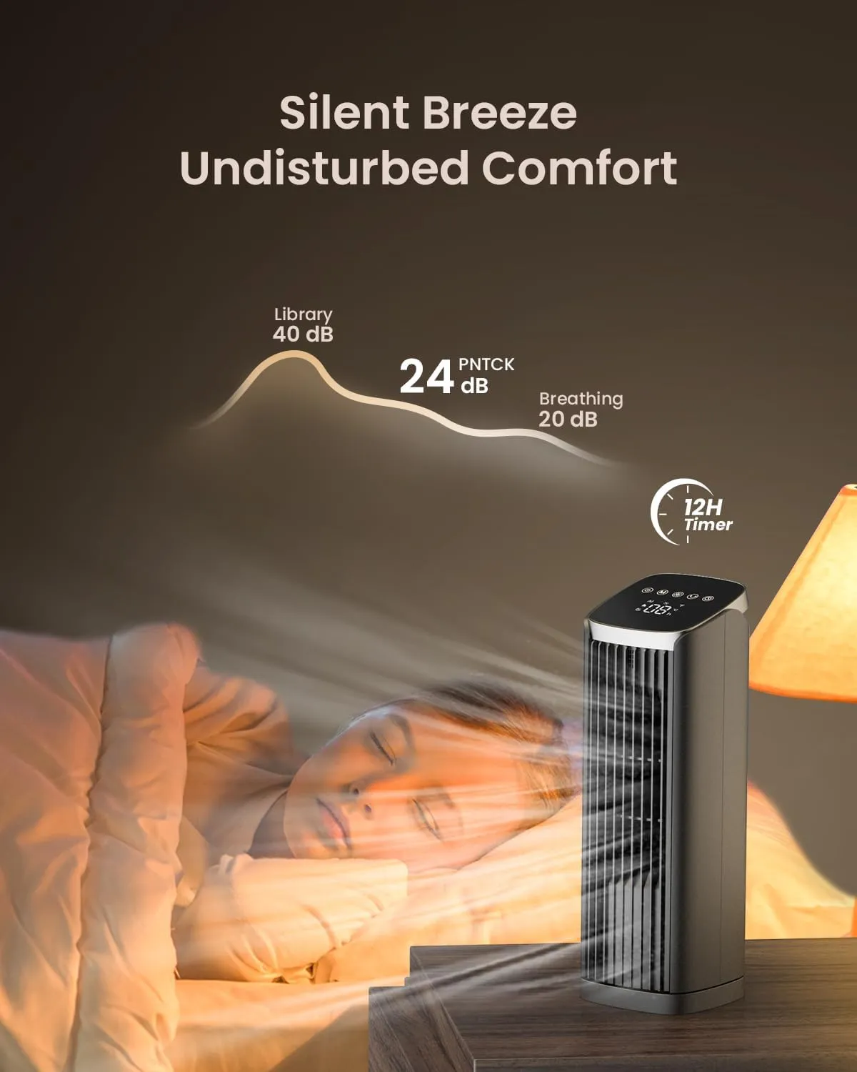 Tower Fan for Bedroom, 13" Tower Fan with Remote, 4 Modes 4 Speeds Max 24ft/, 70 Oscillating Desk Fan, Led Display, 12Timer,13" Bladeless Portable Fan, Cooling Fans for Home