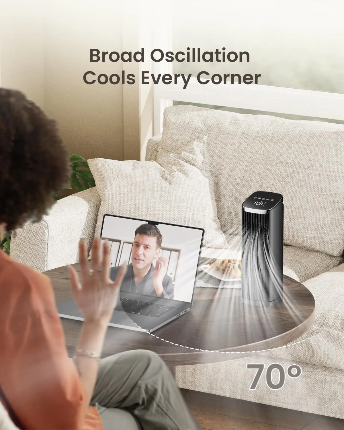 Tower Fan for Bedroom, 13" Tower Fan with Remote, 4 Modes 4 Speeds Max 24ft/, 70 Oscillating Desk Fan, Led Display, 12Timer,13" Bladeless Portable Fan, Cooling Fans for Home