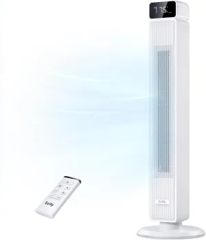 Tower Fan for Bedroom, 25ft/s High Velocity, 90 Oscillating Tower Fan with Remote, 30dB, 6 Speeds &4 Modes, Easy Clean Design, Child-Safe, Cooling Fan for Home Office Dorms Rear-mounted fan for childrens safety