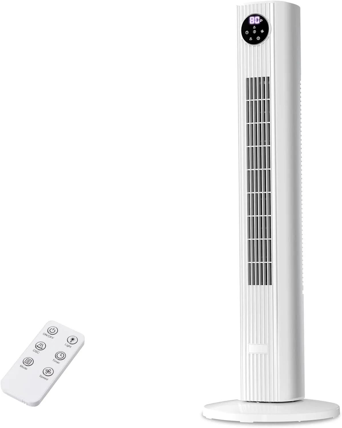 Tower Fan for Bedroom 25ft/s Standing Fan 85 Oscillating Fan with Remote, 3 Speeds, 4 Modes, 12H Timer, Portable Bladeless Floor Fan for Indoors/Home/Office, White Tower bladeless fan for modern homes