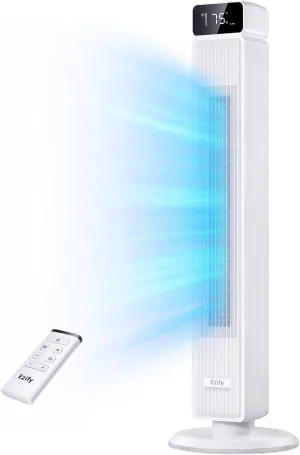 Tower Fan for Bedroom, 25ft/s Velocity, 90 Oscillating Tower Fan with Remote, 30dB Quiet, 6 Speeds, 4 Modes, 12H Timer & Child-Safe Design, 40-inch Cooling Fans for Home Living Room Office Rear-mounted fan for childrens safety