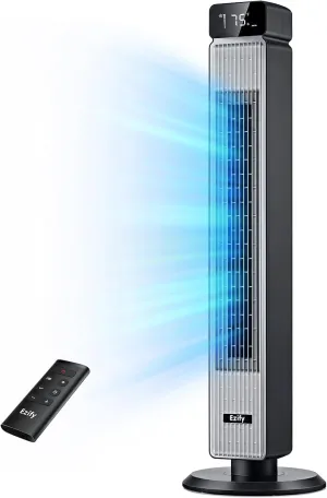 Tower Fan for Bedroom, 25ft/s Velocity, 90 Oscillating Tower Fan with Remote, 30dB Quiet, 6 Speeds, 4 Modes, 12H Timer & Child-Safe Design, 40-inch Cooling Fans for Home Living Room Office Rear-mounted fan for childrens safety