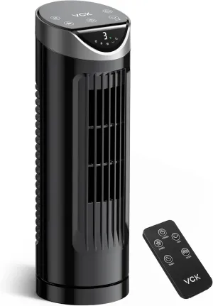 Tower Fan for Bedroom, 26 dB Quiet Bladeless Fan with Remote, LED Display, 9 Speeds, 1-8H Timer, Personal Desk Fan 90 Oscillating Fans for Indoors, 13 Inch Portable Table Fan for Room, Home, Office Desktop fan with humidification feature