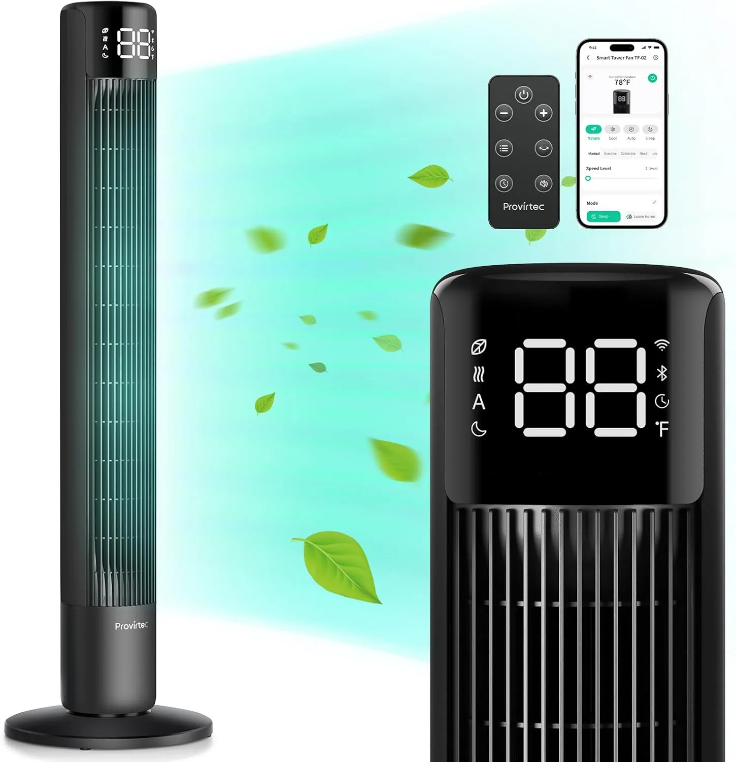 Tower Fan for Bedroom 43 inch with 120 Oscillating Quiet Cooling Tower Fan for Home, Stand up Fan with Remote & APP, Smart Floor Fan with 8 Speeds, Cooling Fan for Office/Living Room Tower bladeless fan for modern homes