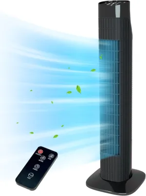 Tower Fan for Bedroom, 80 Oscillating With Remote, 7.5H Timer, 3 Speeds, Standing Bladeless Cooling Fan for Room Office 32 Inch Tower bladeless fan for modern homes