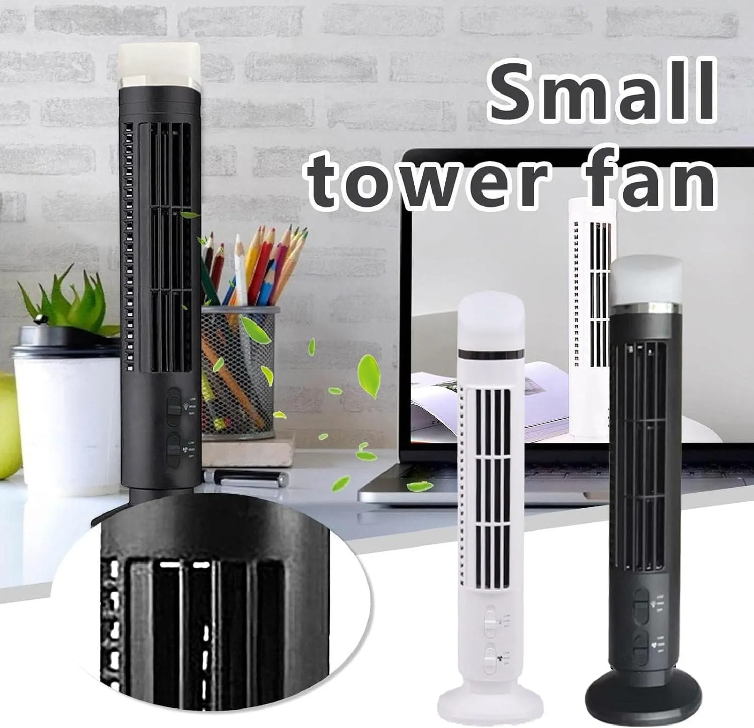Tower Fan for Bedroom, 90 Degree Oscillating Desktop Tower Cooling Fan, Quiet Standing Fan Portable USB Desk Fan with Light, Electric Fan for Home Bedroom Office