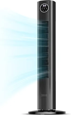 Tower Fan for Bedroom, Standing Bladeless Fan that Blows Cold Air for Home, 85 Oscillating Quiet Cooling Floor Fans with Remote, 12H Timer, 23ft/s Velocity, 3 Speeds, 4 Modes, 36 inch (Black) Tower bladeless fan for modern homes