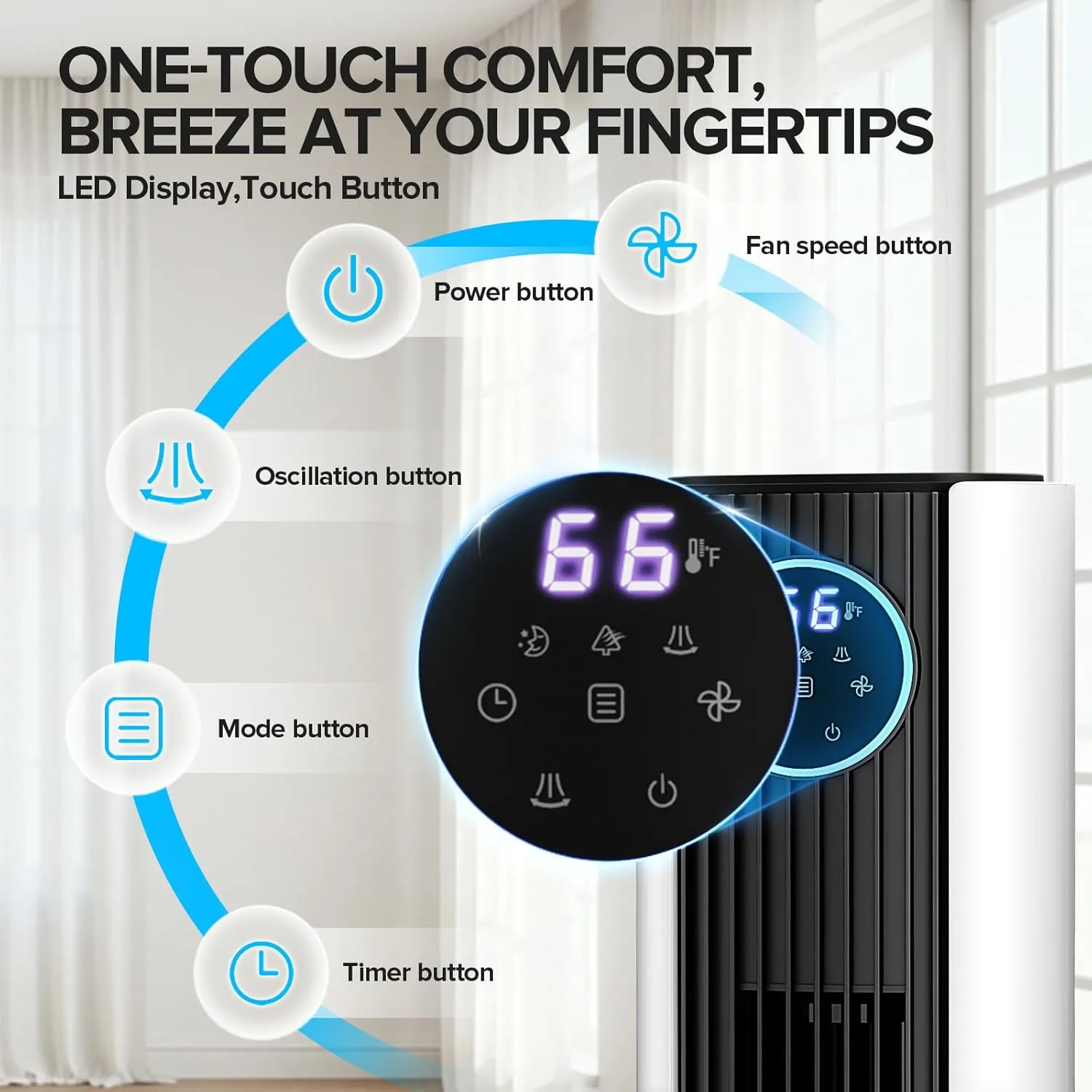 Tower Fan for Bedroom, Standing Bladeless Fan that Blows Cold Air for Home, 85 Oscillating Quiet Cooling Floor Fans with Remote, 12H Timer, 23ft/s Velocity, 3 Speeds, 4 Modes, 36 inch (Secondary)