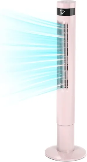 Tower Fan With Remote, Cooling Fans That Blow Cold Air for Home, 85 Oscillating Bladeless Tower Fan with 24ft/s Velocity, 3 Modes, 3 Speeds, 12H Timer (Pink, 43 in) Tower bladeless fan for modern homes