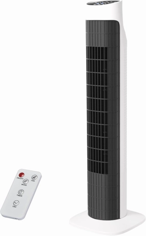 Tower Fan for Bedroom, Fans That Blow Cold Air, 80 Oscillating Fan with Remote, 7.5H Timer, 3 Speeds, Standing Fan Bladeless Fan Cooling Fan for Room Office, Black and White Small bladeless fan for quiet cooling