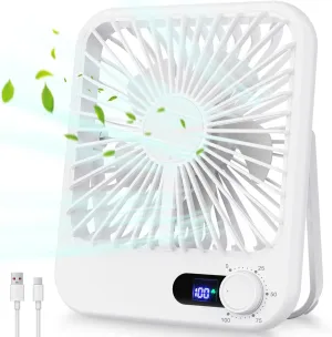 Travel Fan for Sleeping, 6.8" Small Portable Fan Rechargeable Battery Powered, 100 Speeds Personal Mini Desk Fan for Office Bedroom, Cruise Ship Beach Vocation Travel Essentials, White USB desktop fan for workspace