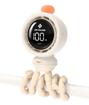 TRELC Baby Stroller Fan Large, Oscillating Turbo Desk Fan Ultra Quiet with LED Display & Night Light, 1-100 Speeds, 3800mA Rechargeable Cooling Safe Personal Cute Fan for Office, Home, Crib (Beige) Octopus-shaped decorative fan