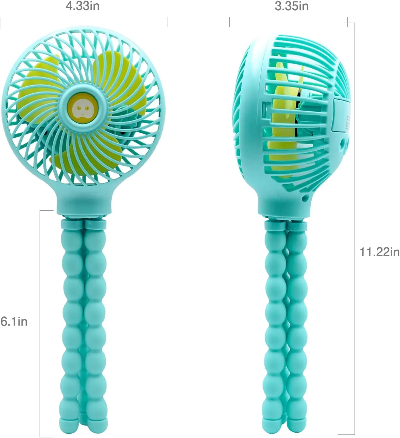 TRELC Mini Stroller Fan, 19H Ultra-long Battery Life, Personal Handheld Clip on Portable Rechargeable Fan with Flexible Tripod, Gift for Children Baby Office Room Car Travel BBQ Gym (Green)