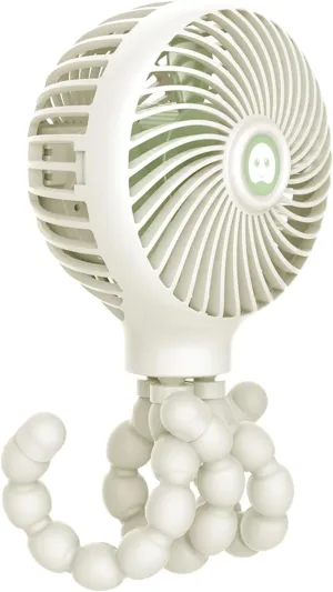 TRELC Mini Stroller Fan, 19H Ultra-long Battery Life, Personal Handheld Clip on Portable Rechargeable Fan with Flexible Tripod, Gift for Children Baby Office Room Car Travel BBQ Gym (White) Rear-mounted fan for childrens safety
