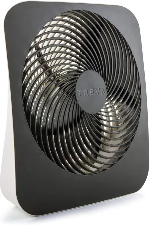 Treva 10-Inch Portable Fan, Powered by Battery and/or AC Adapter - Desk Fan Air Circulating with 2 Cooling Speeds for Personal and Travel Use (Black) (OOS) Battery-powered portable fan