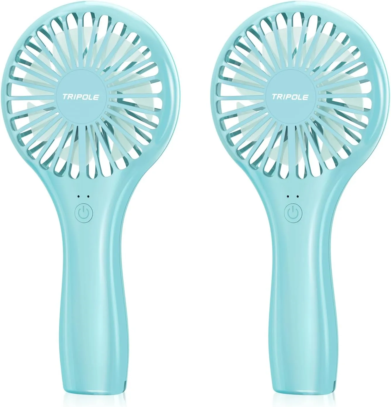 TriPole 2 Pack Handheld Mini Portable Fans Blue, Rechargeable Battery Operated Small Fan for Outdoor Travel Kids Trip, Cute Design Powerful Personal Lash Dryer for Makeup Eyelash Extensions Mini handheld fan for personal cooling