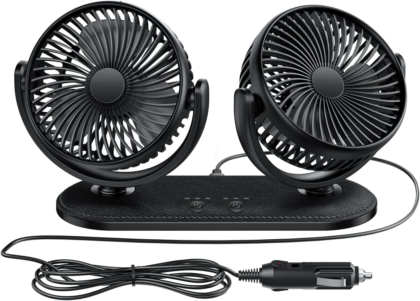 TriPole Car Fan 12V / 24V Portable Auto Cooling Dual Head Rotatable Vehicle Electric Fan for Car, Truck, SUV, RV, Van, Boat, Golf Cart - 3 Speeds, Strong Wind Air Circulation Solar-powered car fan for ventilation