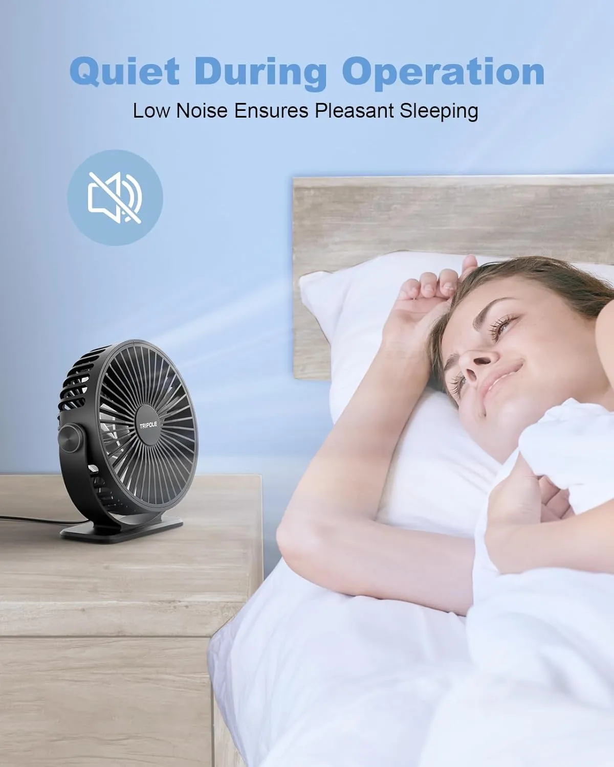 TriPole Desk Fan 2 Pack Black USB Powered Small Portable Fan, 3 Speeds Adjustable Strong Breeze Mini Personal Fan, 360 Rotation Quiet Plug In USB Fan for Desktop Bedroom Office Table Travel, 4.5in