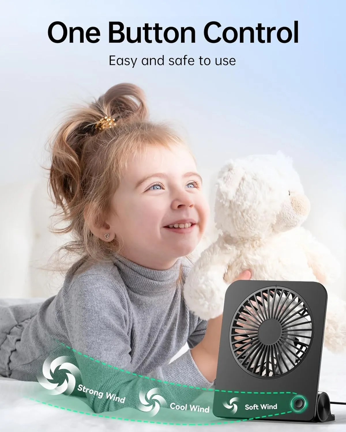 TriPole Desk Fan Small Portable Fan 2000 mAh Rechargeable Battery Ultra Quiet 4.5 Inch Mini Travel Fan with 180 Tilt Folding and 3 Speeds Adjustable for Home Office Desktop Black