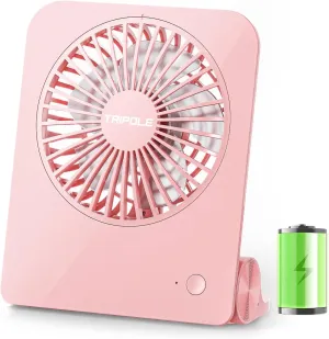 TriPole Desk Fan Small Portable Fan 2000 mAh Rechargeable Battery Ultra Quiet 4.5 Inch Mini Travel Fan with 180 Tilt Folding and 3 Speeds Adjustable for Home Office Desktop Pink USB desktop fan for workspace