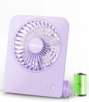 TriPole Desk Fan Small Portable Fan 2000 mAh Rechargeable Battery Ultra Quiet 4.5 Inch Mini Travel Fan with 180 Tilt Folding and 3 Speeds Adjustable for Home Office Desktop Purple USB desktop fan for workspace
