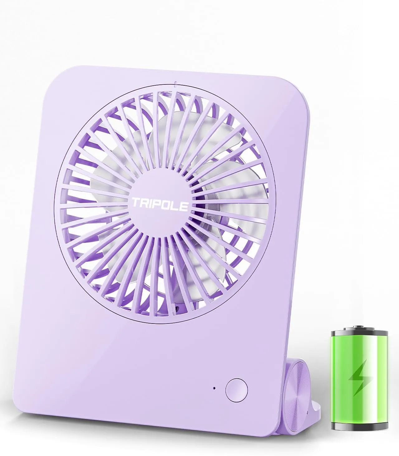 TriPole Desk Fan Small Portable Fan 2000 mAh Rechargeable Battery Ultra Quiet 4.5 Inch Mini Travel Fan with 180 Tilt Folding and 3 Speeds Adjustable for Home Office Desktop Purple USB desktop fan for workspace