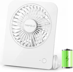 TriPole Desk Fan Small Portable Fan 2000 mAh Rechargeable Battery Ultra Quiet 4.5 Inch Mini Travel Fan with 180 Tilt Folding and 3 Speeds Adjustable for Home Office Desktop White USB desktop fan for workspace