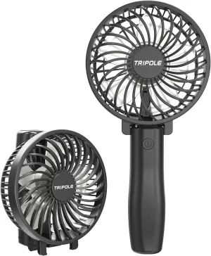 TriPole Handheld Fan Portable Mini Fan, 3 Speeds Foldable Small Personal Rechargeable USB Desk Fans, Powerful Hand Held Fans Battery Operated for Travel Outdoor Makeup Gifts, Black, 4.2 Cover Mini handheld fan for personal cooling