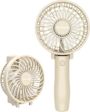 TriPole Handheld Portable Mini Fan, 3 Speeds Rechargeable Small Personal Fans, Foldable USB Desk Fan, Powerful Hand Held Fans Battery Operated for Travel Outdoor Makeup Summer, Beige, 4.2 Fan Cover Mini handheld fan for personal cooling
