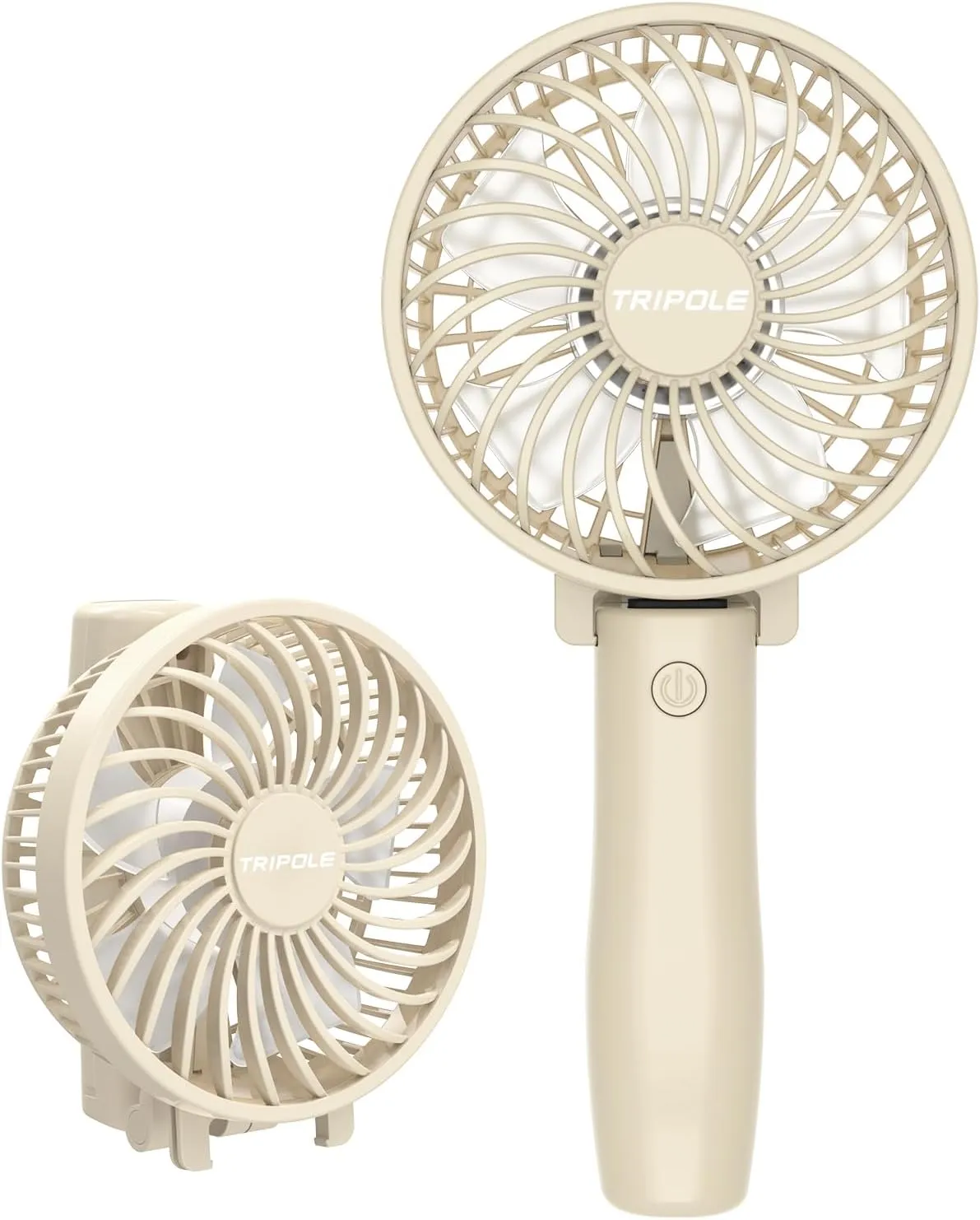 TriPole Handheld Portable Mini Fan, 3 Speeds Rechargeable Small Personal Fans, Foldable USB Desk Fan, Powerful Hand Held Fans Battery Operated for Travel Outdoor Makeup Summer, Beige, 4.2 Fan Cover Mini handheld fan for personal cooling