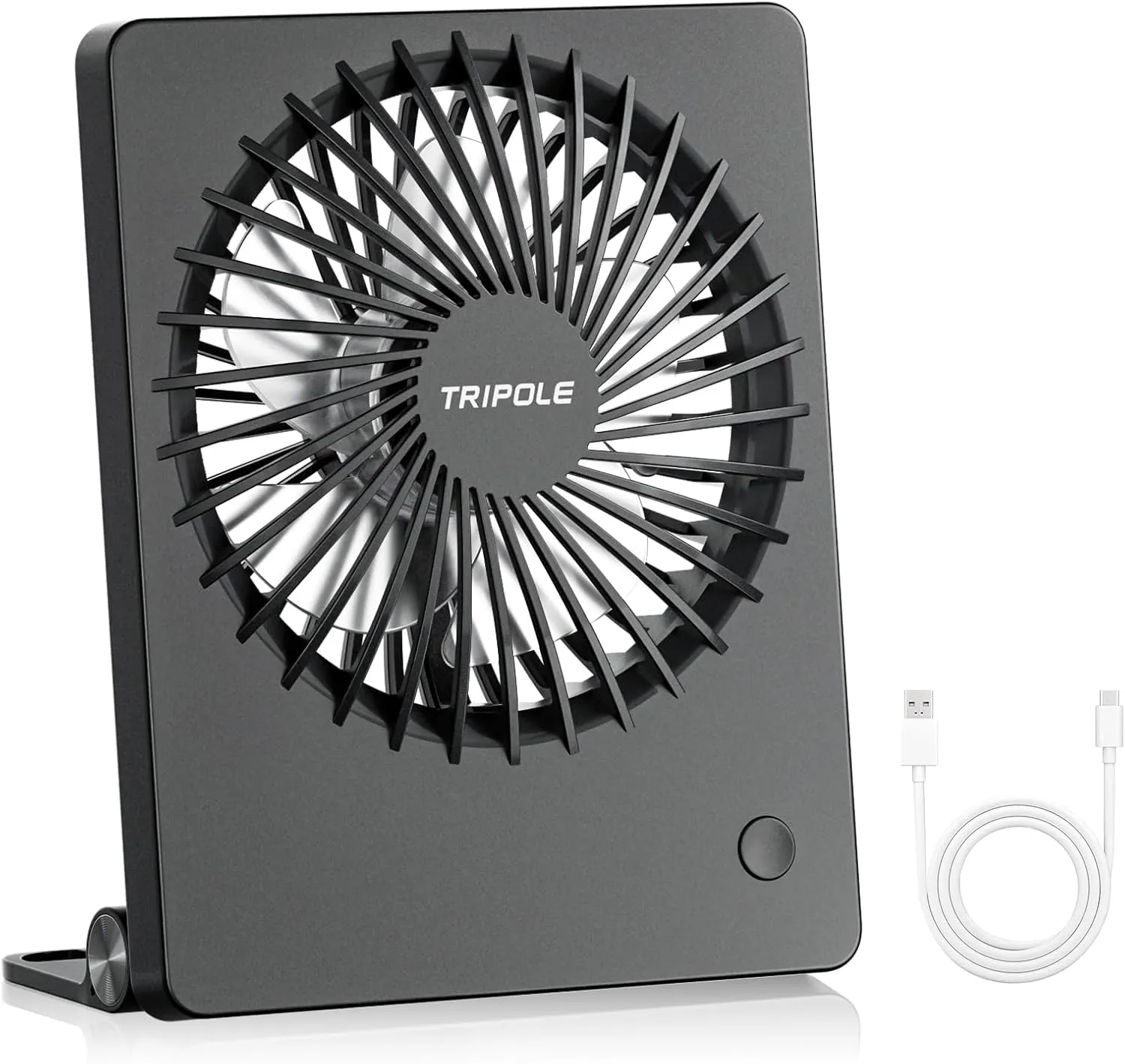 TriPole Mini Desk Fan USB Powered Portable Fan Small Personal Fan 3 Speeds Strong Airflow Table Fan for Travel Home Office Bedroom Desktop, 3.3ft Cable (No Battery, Black) USB desktop fan for workspace