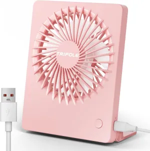 TriPole Mini Desk Fan USB Powered Portable Fan Small Personal Fan 3 Speeds Strong Airflow Table Fan for Travel Home Office Bedroom Desktop, 3.3ft Cable (No Battery, Pink) USB desktop fan for workspace