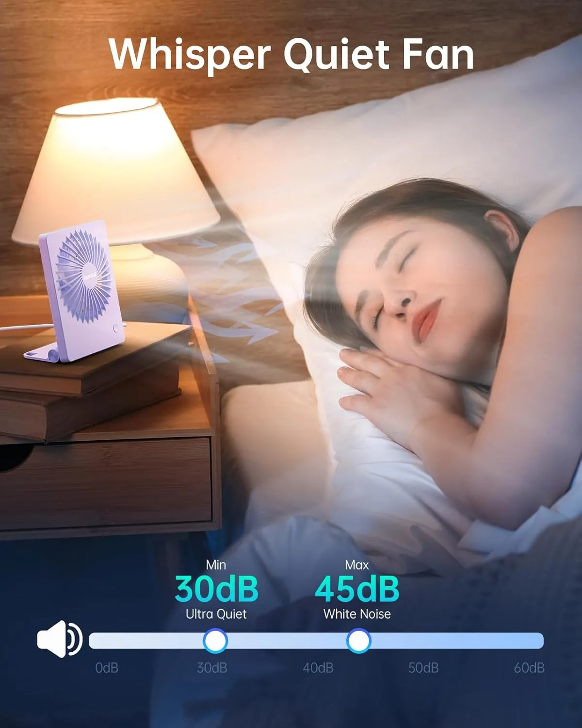 TriPole Mini Desk Fan USB Powered Portable Fan Small Personal Fan 3 Speeds Strong Airflow Table Fan for Travel Home Office Bedroom Desktop, 3.3ft Cable (No Battery, Purple)
