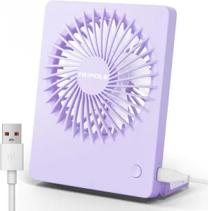 TriPole Mini Desk Fan USB Powered Portable Fan Small Personal Fan 3 Speeds Strong Airflow Table Fan for Travel Home Office Bedroom Desktop, 3.3ft Cable (No Battery, Purple) USB desktop fan for workspace