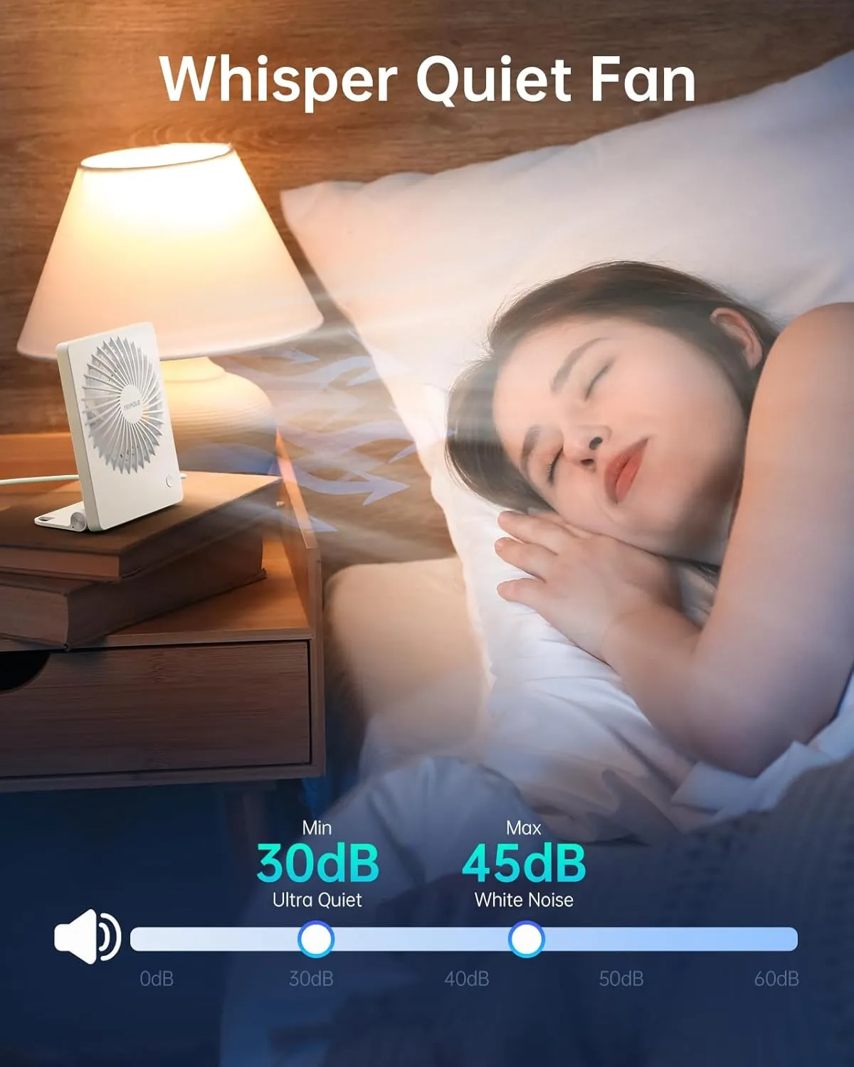 TriPole Mini Desk Fan USB Powered Portable Fan Small Personal Fan 3 Speeds Strong Airflow Table Fan for Travel Home Office Bedroom Desktop, 3.3ft Cable (No Battery, White)