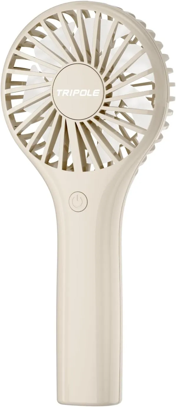 TriPole Mini Handheld Fan Portable Personal Fan with 3 Speed, Powerful Little Battery Hand Held Fan for Travel Trip Outdoor Concerts, Cute Small Rechargeable Lash Fan for Makeup Skincare Drying, Beige Mini handheld fan for personal cooling