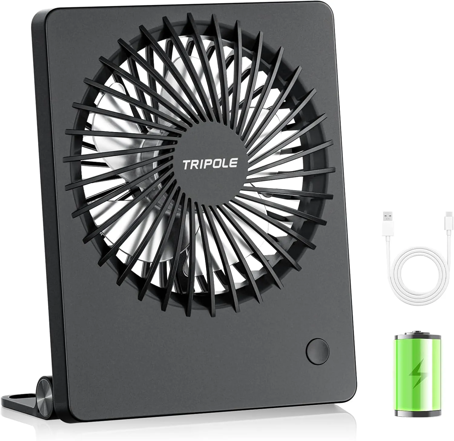 TriPole Mini Portable Desk Fan Rechargeable Ultra Quiet Small Fan 4.5 Inch Personal Travel Fan with 180 Tilt Folding and 3 Speeds Adjustable for Office Desktop Bedroom Black USB desktop fan for workspace