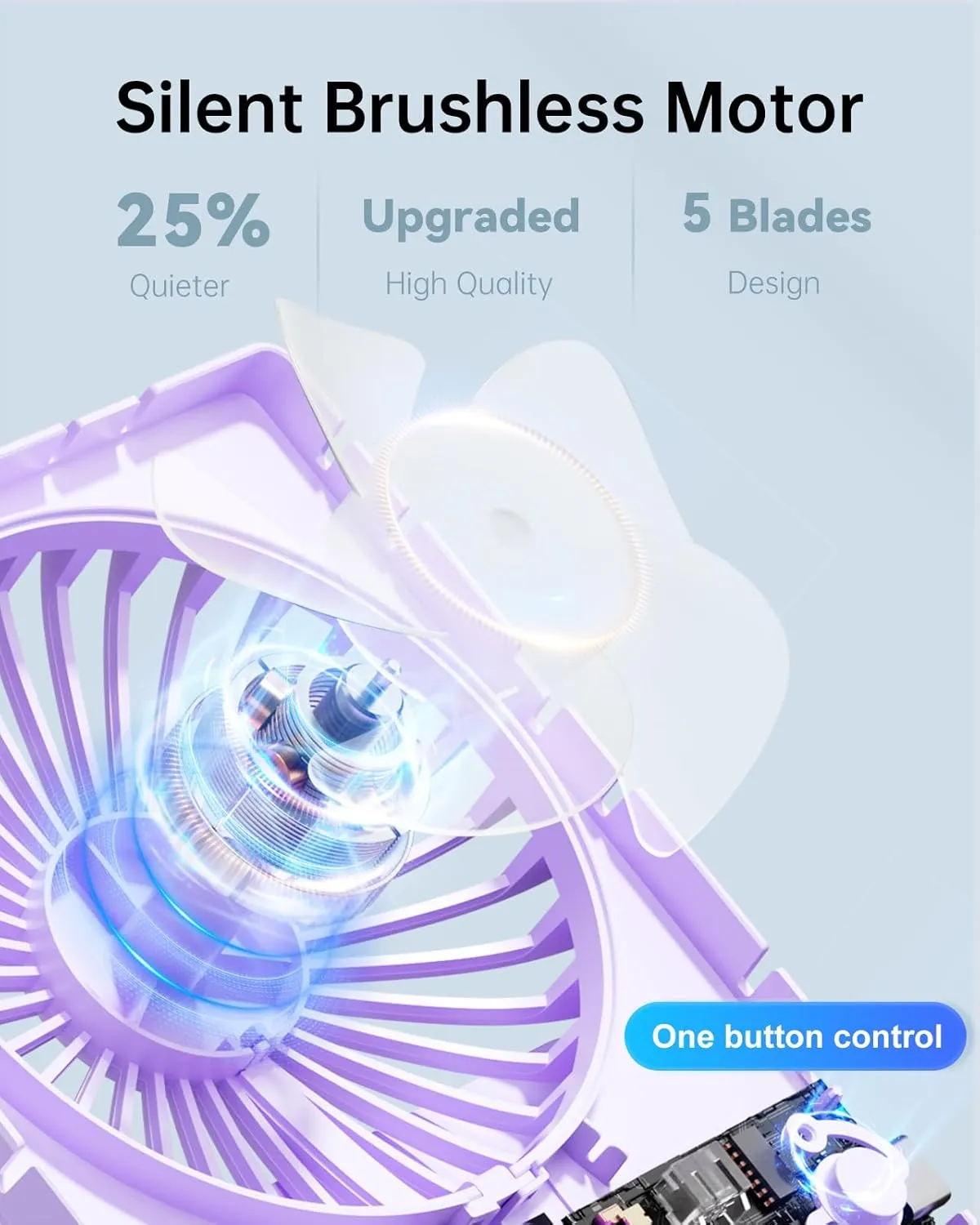 TriPole Mini Portable Desk Fan Rechargeable Ultra Quiet Small Fan 4.5 Inch Personal Travel Fan with 180 Tilt Folding and 3 Speeds Adjustable for Office Desktop Bedroom (Purple)