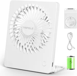 TriPole Mini Portable Desk Fan Rechargeable Ultra Quiet Small Fan 4.5 Inch Personal Travel Fan with 180 Tilt Folding and 3 Speeds Adjustable for Office Desktop Bedroom White USB desktop fan for workspace
