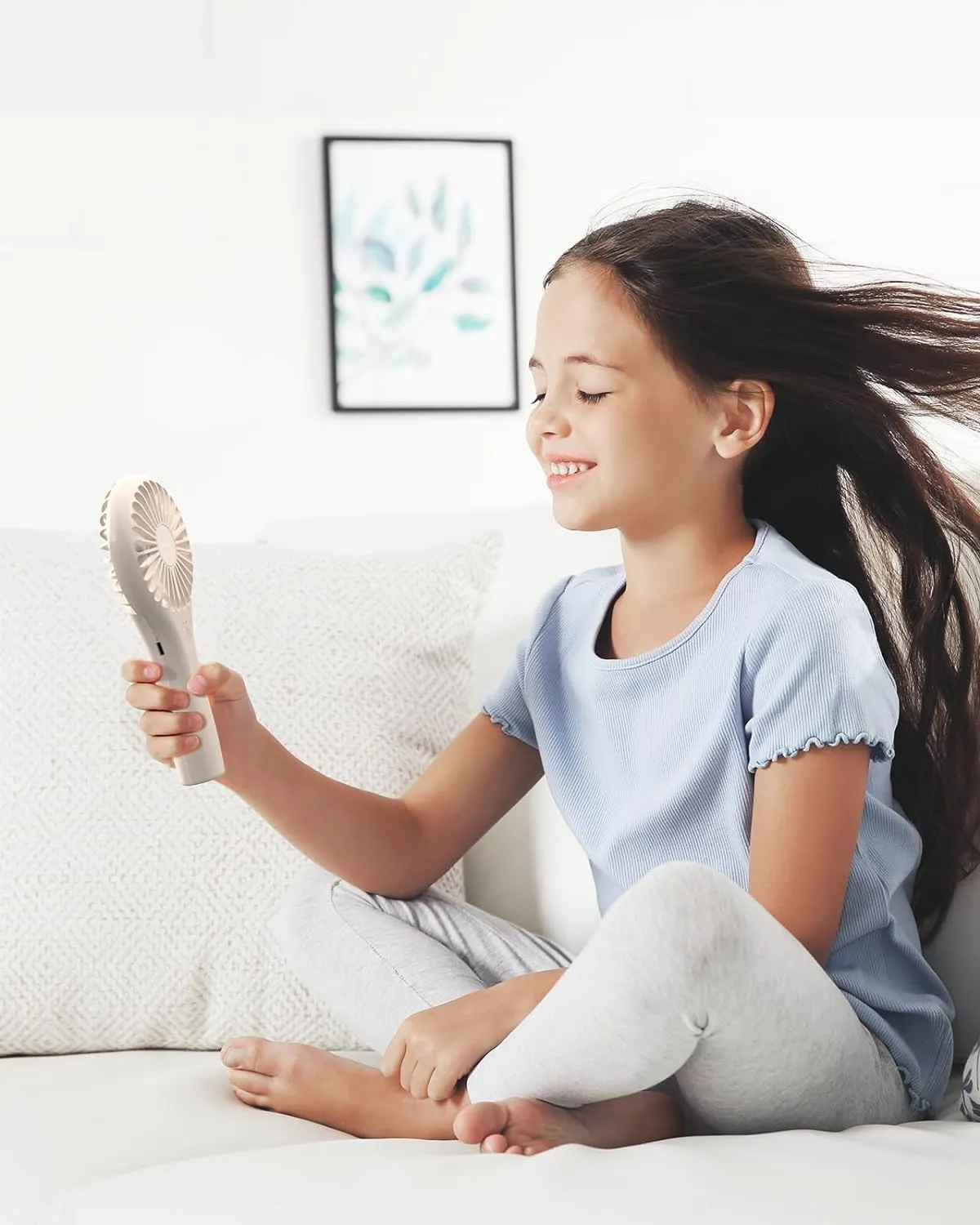 TriPole Mini Portable Fan Powerful Personal Handheld Fans, Battery Operated Rechargeable Fan Speed Adjustable Small Eyelash Fans for Stylish Kids Girls Women Indoor Outdoor Travelling, Beige