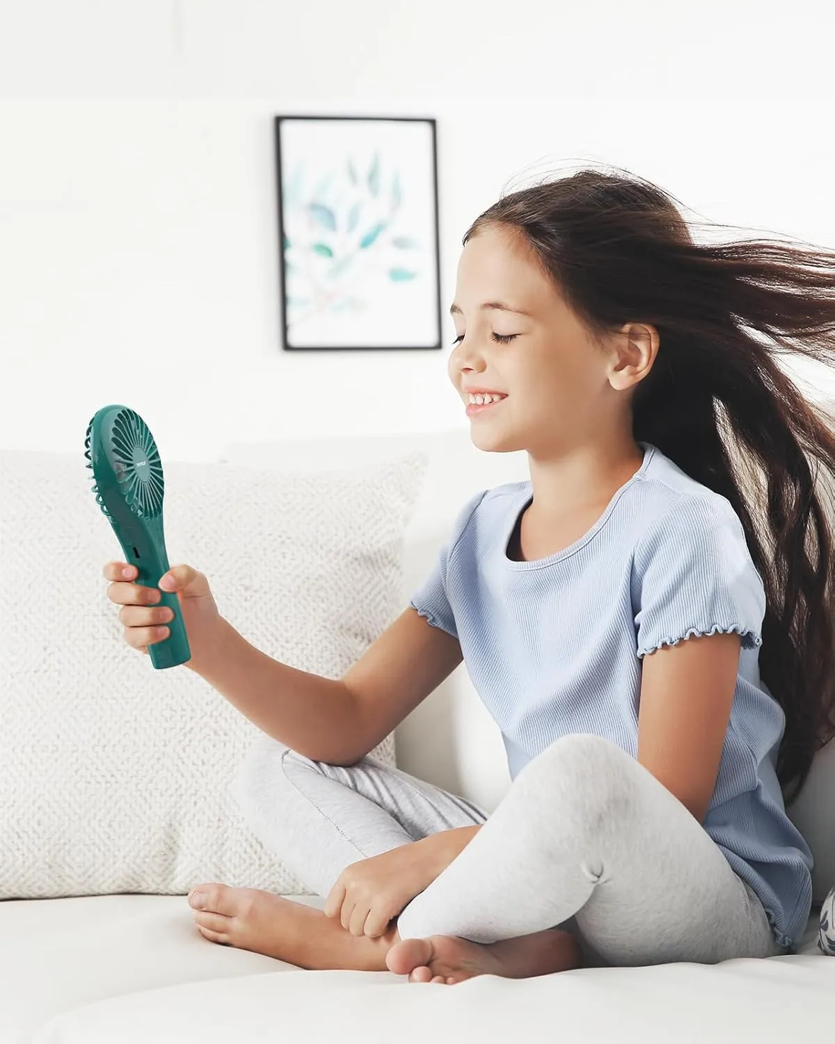 TriPole Mini Portable Handheld Fan - Personal Battery Operated, USB Rechargeable, Strong Wind, Small Electric Makeup Eyelash Fan for Stylish Women Kids Girls Travel Summer Retro Gifts, Dark Green