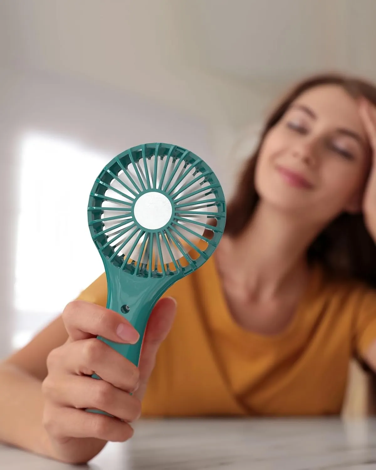 TriPole Mini Portable Handheld Fan - Personal Battery Operated, USB Rechargeable, Strong Wind, Small Electric Makeup Eyelash Fan for Stylish Women Kids Girls Travel Summer Retro Gifts, Dark Green