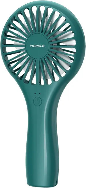 TriPole Mini Portable Handheld Fan - Personal Battery Operated, USB Rechargeable, Strong Wind, Small Electric Makeup Eyelash Fan for Stylish Women Kids Girls Travel Summer Retro Gifts, Dark Green Mini handheld fan for personal cooling